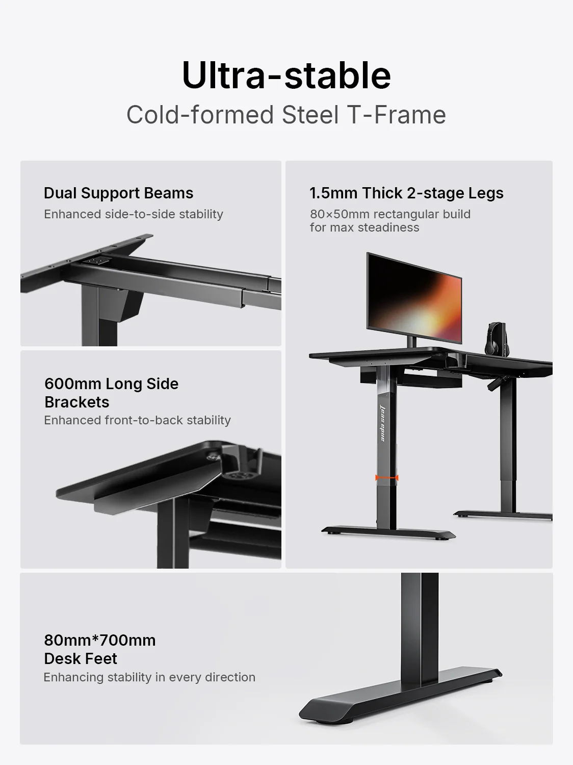 AndaSeat Black Xtreme Series Ergonomic Standing Desk - Image 17