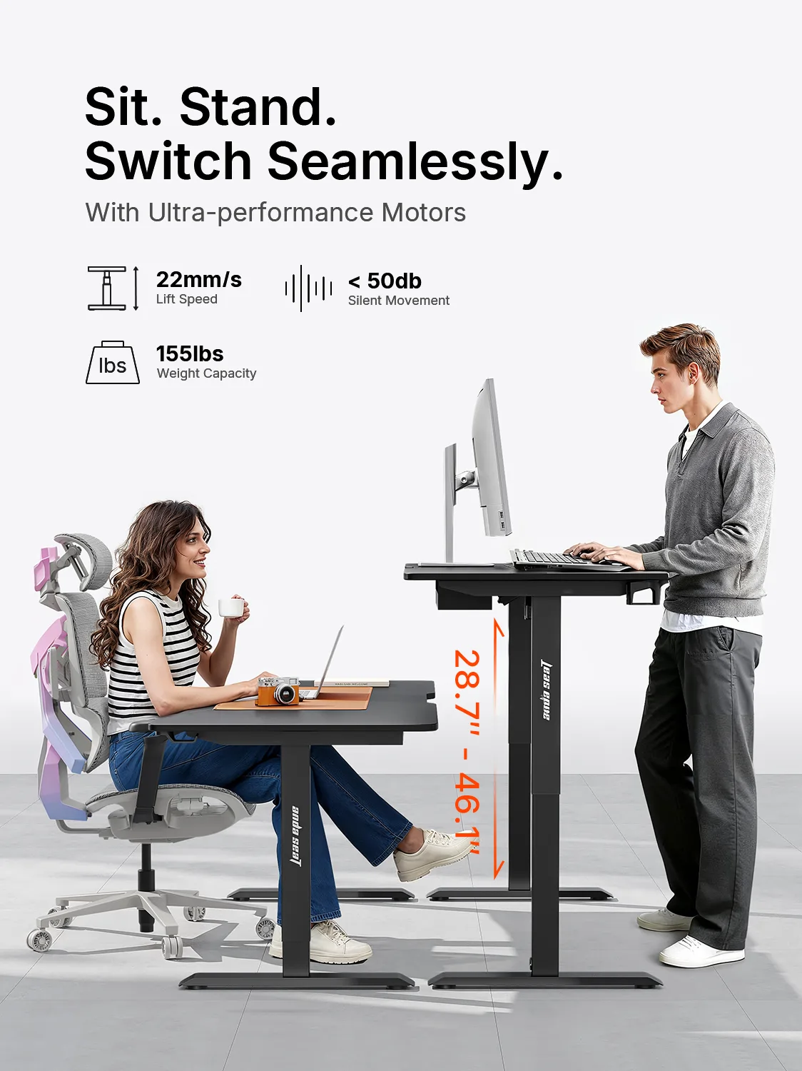 AndaSeat Black Xtreme Series Ergonomic Standing Desk - Image 3